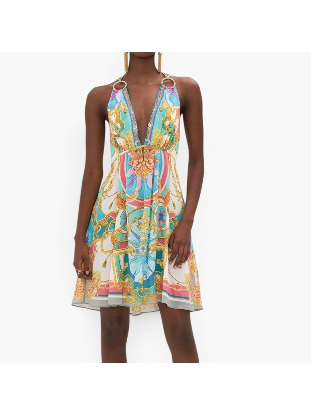 CAMILLA Sail Away With Me Short Flared Dress Hardware Embellished NWT Size S